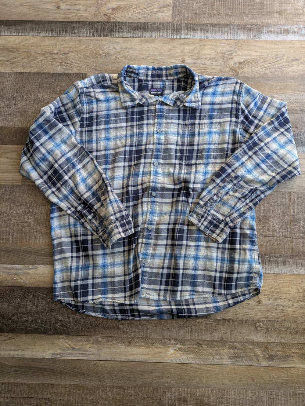 Patagonia Blue Flannel Shirt, Men's XL